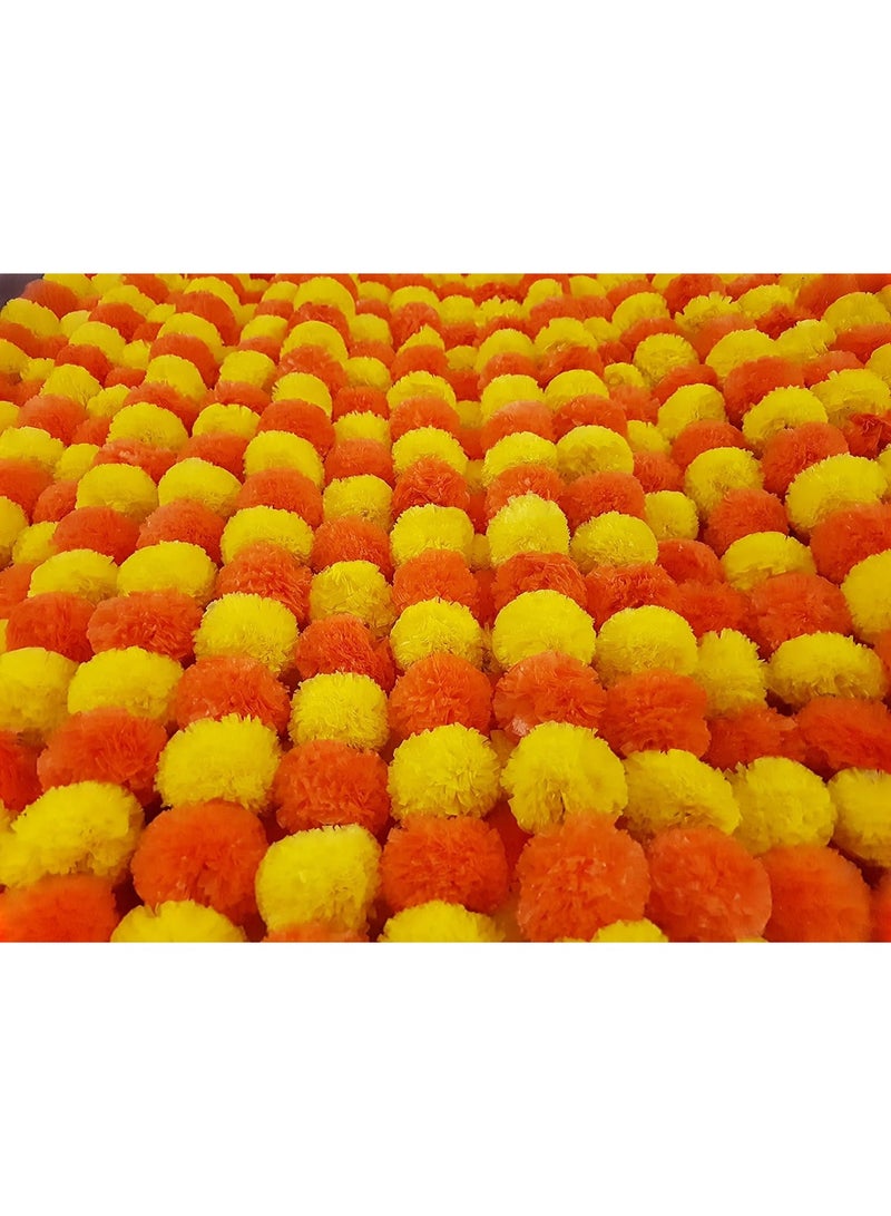 Shreeji Artificial Marigold Garland – Pack of 5, 5.1 ft Each | 34 Flowers per String | 3-Inch Blooms – Largest & Longest in Market | Indian Festival & Wedding Decor - Image 2