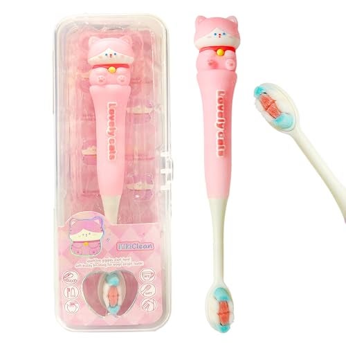 FunBlast Toothbrush for Kids, Animal Design Soft Tooth Brush, Manual Toothbrush for Kids, Extra Microfiber Soft Bristles Toothbrush for 3-6 Years old Children, Boys and Girls (Pink2) - Image 1