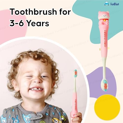 FunBlast Toothbrush for Kids, Animal Design Soft Tooth Brush, Manual Toothbrush for Kids, Extra Microfiber Soft Bristles Toothbrush for 3-6 Years old Children, Boys and Girls (Pink2) - Image 2