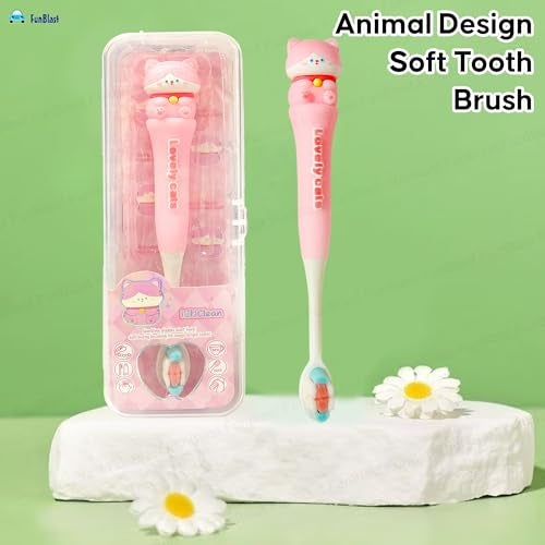 FunBlast Toothbrush for Kids, Animal Design Soft Tooth Brush, Manual Toothbrush for Kids, Extra Microfiber Soft Bristles Toothbrush for 3-6 Years old Children, Boys and Girls (Pink2) - Image 4