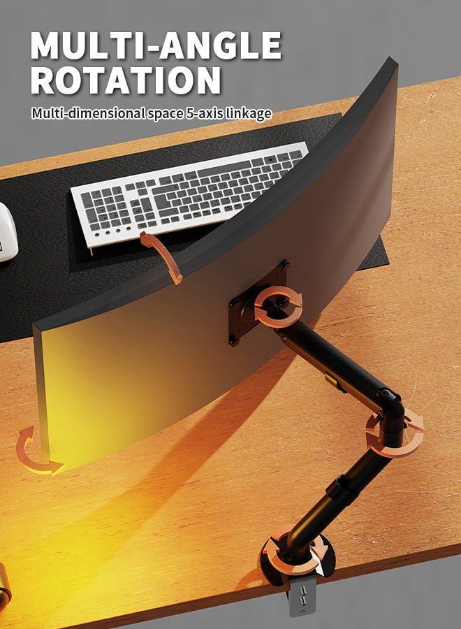 Monitor Desk Mount Single Arm Stand, Metal Full Motion Monitor Arm(Holds up to 0-9kG), Suitable for 15 to 32 Inch LCD LED Computer Monitor - Image 5