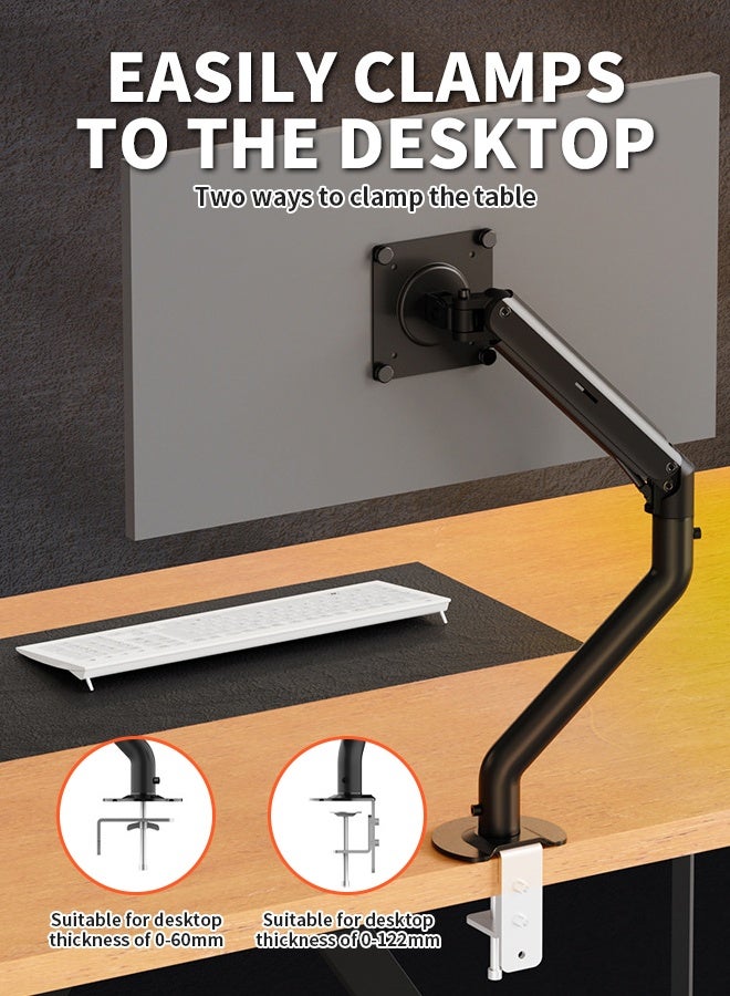 Monitor Desk Mount Single Arm Stand, Metal Full Motion Monitor Arm(Holds up to 0-9kG), Suitable for 15 to 32 Inch LCD LED Computer Monitor - Image 2