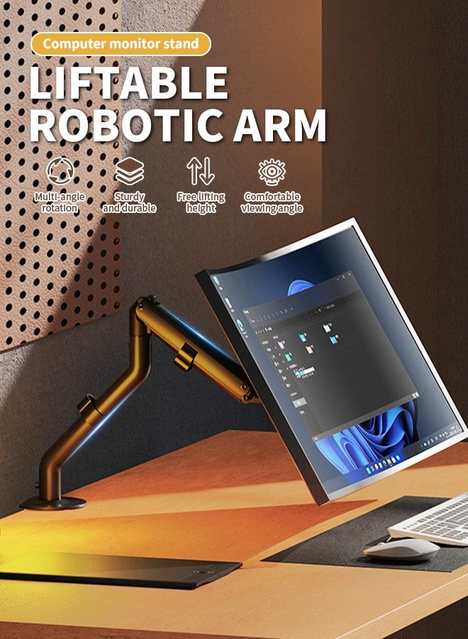 Monitor Desk Mount Single Arm Stand, Metal Full Motion Monitor Arm(Holds up to 0-9kG), Suitable for 15 to 32 Inch LCD LED Computer Monitor - Image 3