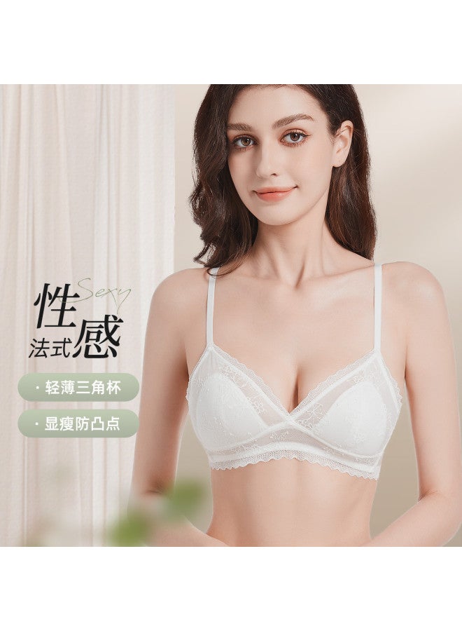 Fenton French Lingerie For Women - Summer Thin Strap Anti-sagging Side Coverage Push-up Lace Bralette Without Underwire - Image 2