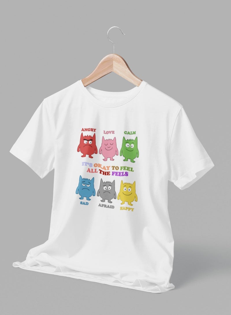 ZOOM Monster Feelings What U Feel Today Emotional Learning School Kids T-Shirt