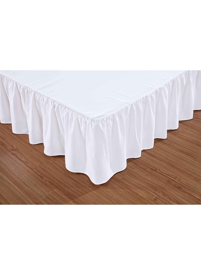 Sheets & Beyond Wrap Around Solid Microfiber Luxury Hotel Quality Fabric Bedroom Gathered Ruffled Bedding Bed Skirt 14 Inch Drop (King, White) - Image 3