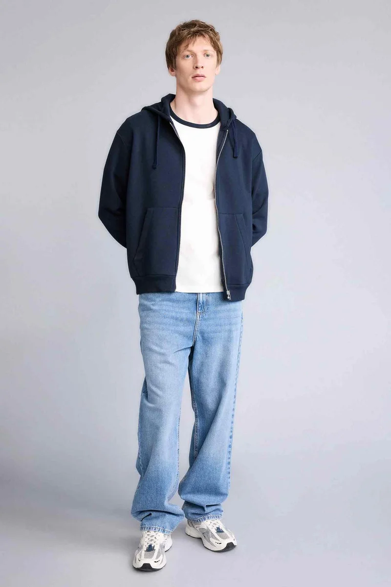 DeFacto Relax Fit Soft Fleece Lined Thick Fabric Hoodie