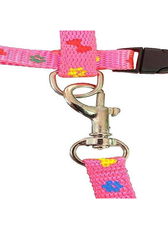 طقم حزام من النايلون للقطط الصغيرة والحيوانات الأليفة الصغيرة | حزام تدريب القطط (مطبوع عليه مخلب باللون الوردي) - Image 4