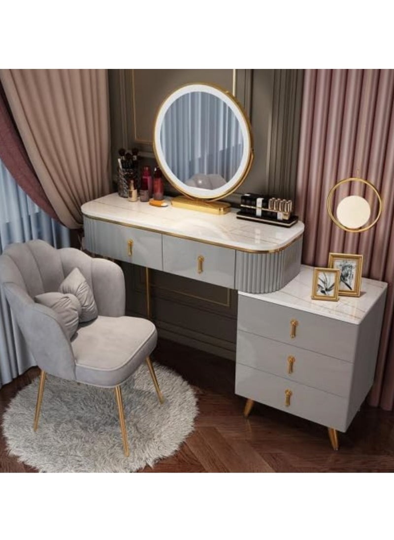 Cool Baby COOLBABY Makeup Vanity Table Set with Drawers, Movable 3-Drawer Chest, Dressing Table with Vanity Cushioned Chair for Women Girls Makeup Room, Bedroom  - Image 1