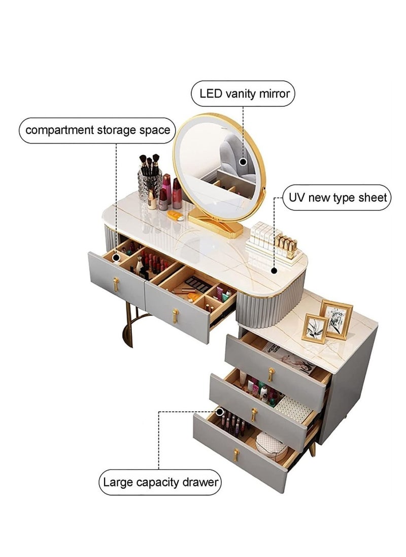 Cool Baby COOLBABY Makeup Vanity Table Set with Drawers, Movable 3-Drawer Chest, Dressing Table with Vanity Cushioned Chair for Women Girls Makeup Room, Bedroom  - Image 2
