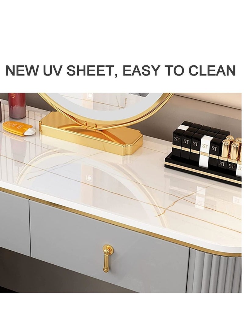 Cool Baby COOLBABY Makeup Vanity Table Set with Drawers, Movable 3-Drawer Chest, Dressing Table with Vanity Cushioned Chair for Women Girls Makeup Room, Bedroom  - Image 4