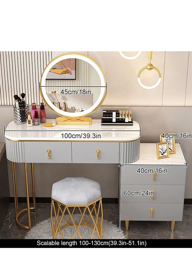 Cool Baby COOLBABY Makeup Vanity Table Set with Drawers, Movable 3-Drawer Chest, Dressing Table with Vanity Cushioned Chair for Women Girls Makeup Room, Bedroom  - Image 5