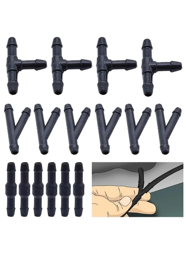 SOLDOUT - 18 PCS Car Wiper Spray Pipe Joint T Y I Shaped Windshield Washer Nozzle Cleaning Water Hose Tube Accessories (Pack of 18) - Image 1
