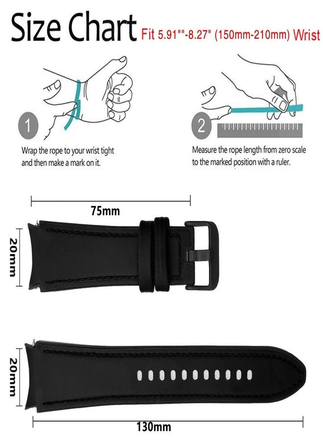 Abanen Watch Band for Samsung Galaxy Watch 5 40mm/44mm, Galaxy Watch 6 40mm/44mm, Soft Genuine Leather Hybrid Silicone Sweatproof Wristband Strap for Galaxy Watch 4 40mm/44mm (Black) - Image 5