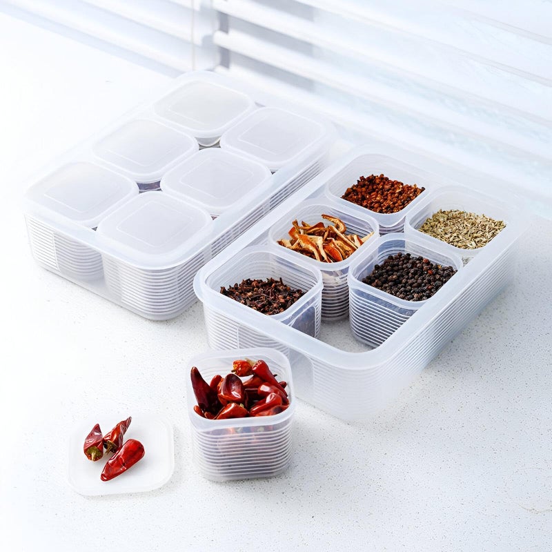 Fridge Storage Organizer - Reusable Plastic Food Containers with 6 Small Detachable Boxes, Perfect for Storing Fruits, Veggies, Meat, and Fish to Maintain Freshness - Image 1