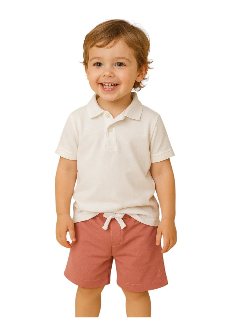 victor and jane BOYS PACK of 2 "Everyday Lace-Up and Elasticated Waist Shorts" in Peach and Coral