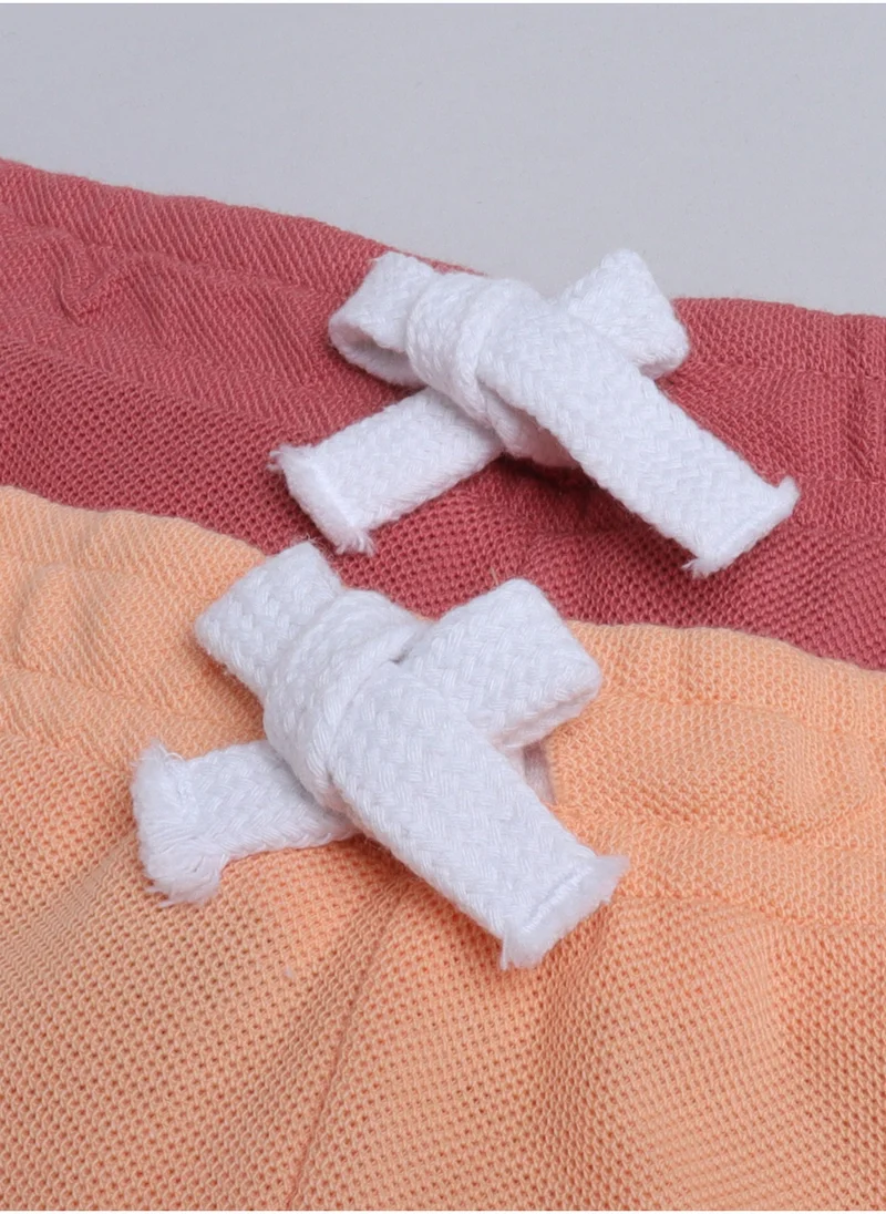 victor and jane BOYS PACK of 2 "Everyday Lace-Up and Elasticated Waist Shorts" in Peach and Coral