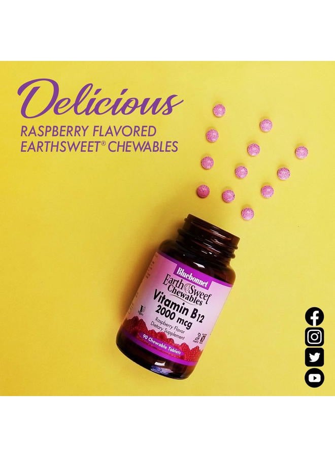 Bluebonnet Nutrition Earth Sweet Vitamin B12 2000 mcg Chewable Tablets, Soy-Free, Gluten-Free, Kosher Certified, Dairy-Free, Vegan, Raspberry Flavored, 90 Chewable Tablets, 90 Servings - Image 4