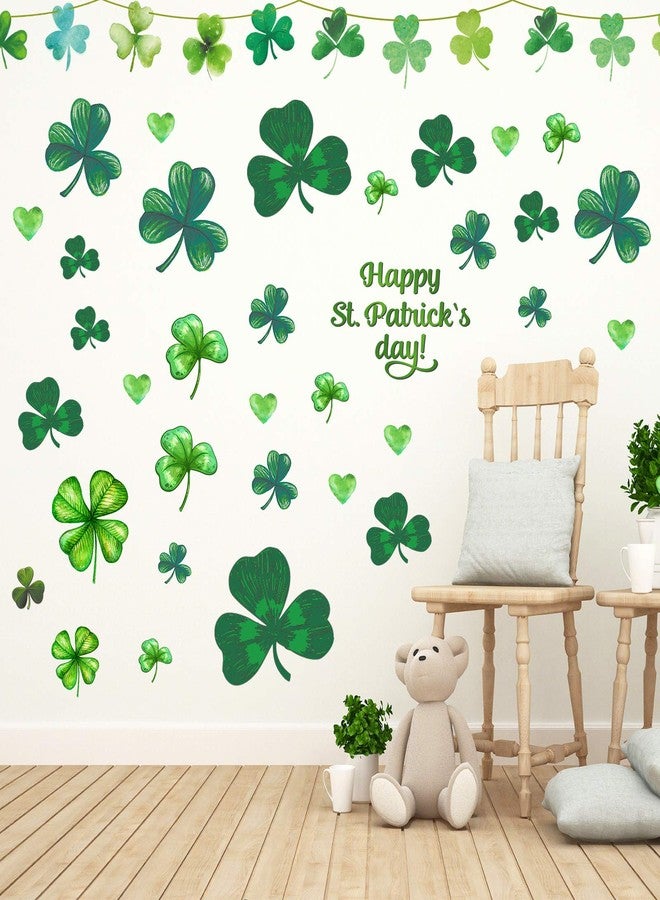 Rotumaty 14 Sheets St. Patrick’s Day Wall Sticker Decorations, Large Shamrock Wall Decals for Home School Office Decor Party Supplies Ornaments, 108 PCS - Image 1