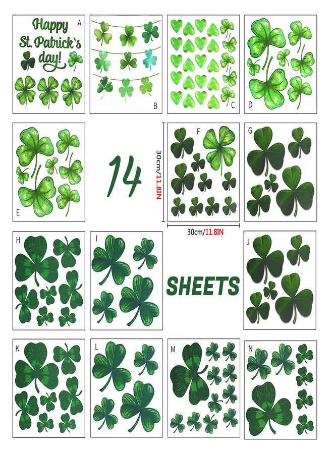 Rotumaty 14 Sheets St. Patrick’s Day Wall Sticker Decorations, Large Shamrock Wall Decals for Home School Office Decor Party Supplies Ornaments, 108 PCS - Image 3
