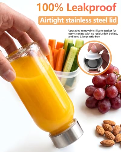 Zukro 8 oz Glass Water Bottles with Lids, Reusable Clear Juice Bottles With Stainless Steel Airtight Cap for Juicing, Ginger Shot, Milk, 250ml Leak Proof Small Smoothie Container, BPA Free, Set of 8 - Image 3