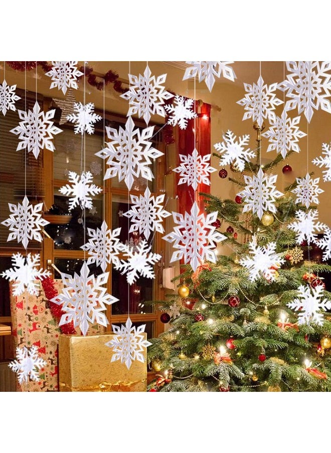 OuMuaMua Winter Christmas Snowflake Decorations Indoor, 24PCS 3D White Snowflakes Hanging Ornaments for Home Xmas Christmas Holiday Winter Wonderland New Year Party Decorations - pzsku/Z73D1B4631903A9D2C3E5Z/45/_/1740982963/4059288d-767c-40d6-b890-42b8ecbcf648