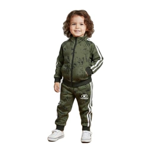 Bold N Elegant Kids Tracksuit Winter Fleece Lined Jacket & Joggers | Warm Trendy Zipper Sweatshirt with Track Pants Winter Co-ord Set for Infant Toddler Baby Boys - Image 4