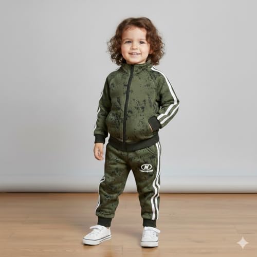 Bold N Elegant Kids Tracksuit Winter Fleece Lined Jacket & Joggers | Warm Trendy Zipper Sweatshirt with Track Pants Winter Co-ord Set for Infant Toddler Baby Boys - Image 2