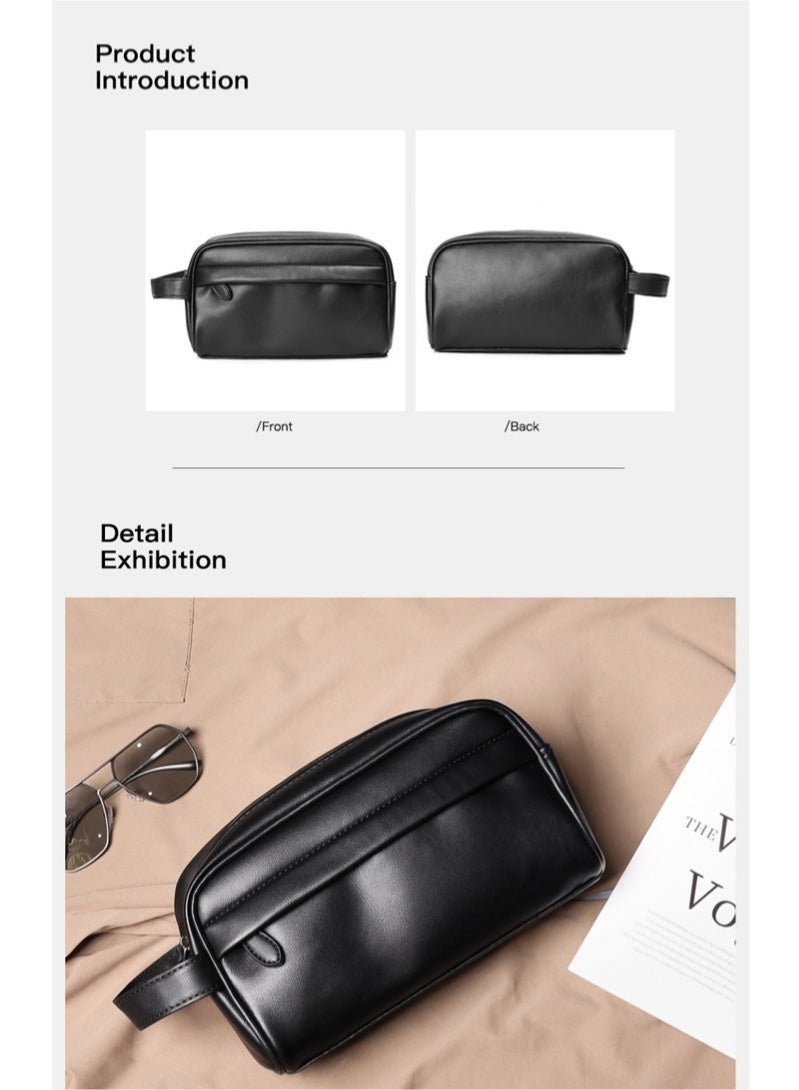 Bukela Men's Business Clutch Large Capacity Casual Washing Bag Clutch Wallet Black - Image 5