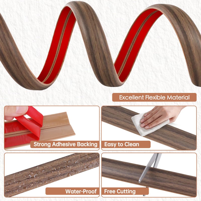 EYAYEN Floor Cord Cover for Wires on Floor Self Adhesive Cord Hider Floor Cable Management Wire Covers for Cords Protector Prevent Cable Trips Cord Cavity W 0.51" x H 0.31", Misty Brown Wood, 3.3Ft - Image 2