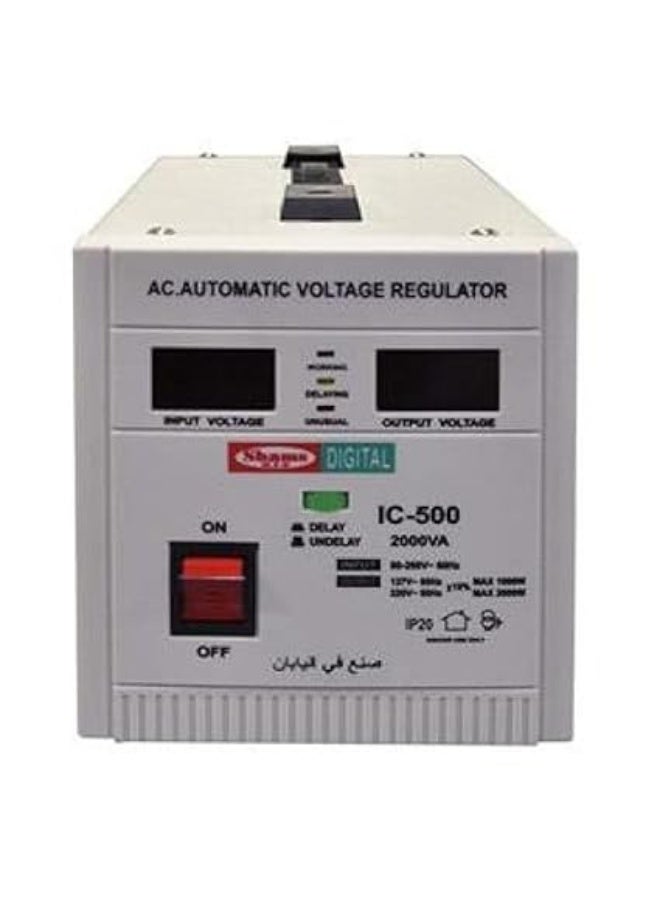 اس اي Shams شمس ياباني: منظم جهد كهربائي دجيتال أوتوماتيكي (تقنية ريلي) 2000 واط / 2.0KW - بـ 3 مخارج (220V & 127V) - مثبت كهرباء حماية فورية للأجهزة - Image 1