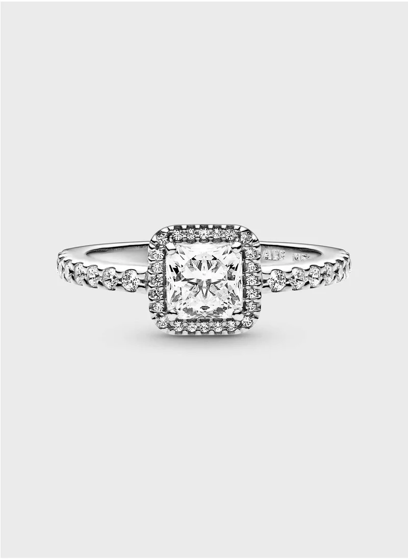 PANDORA Square Sparkle Halo Ring