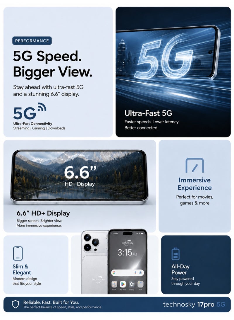 techno sky 17 Pro Max 5G Mobile Phone 6000Mah Battery NFC Support 16GB RAM 1TB Storage Smartphone - Image 3