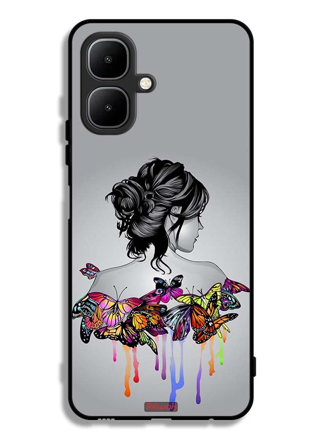 Tolwak Tecno Pop 10 Protective Case Cover Butterflies And Girl Abstract Art