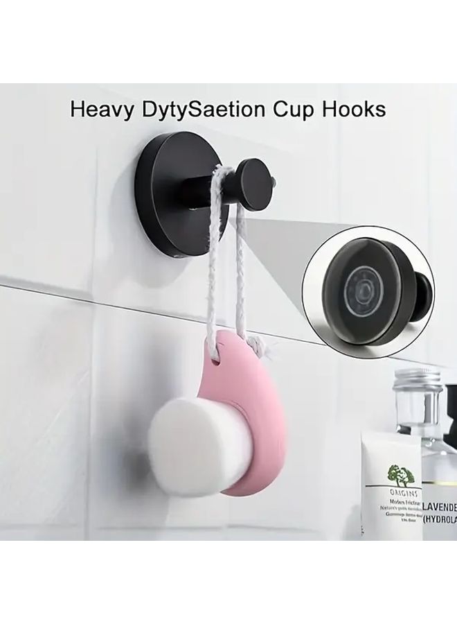 4 حزمة من الخطافات ذات الكؤوس الماصة الثقيلة باللون الأسود لتعليق المناشف والملابس على الحائط - Image 2