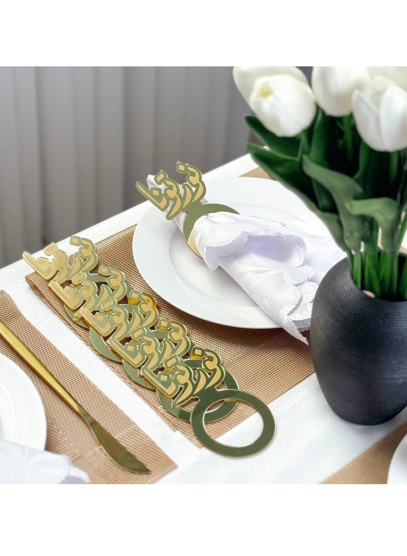 حكاية شمعة 6 مسكات مناديل ومفارش بعبارة نورتونا ذهبي