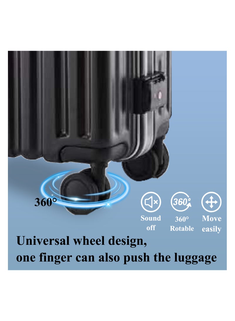 Lightweight aluminum frame stylish luggage trolley case ABS hard case large checked luggage with 4 360 degree rotating double wheels（size:18/20/22/24/26/28 inches)  - Image 2