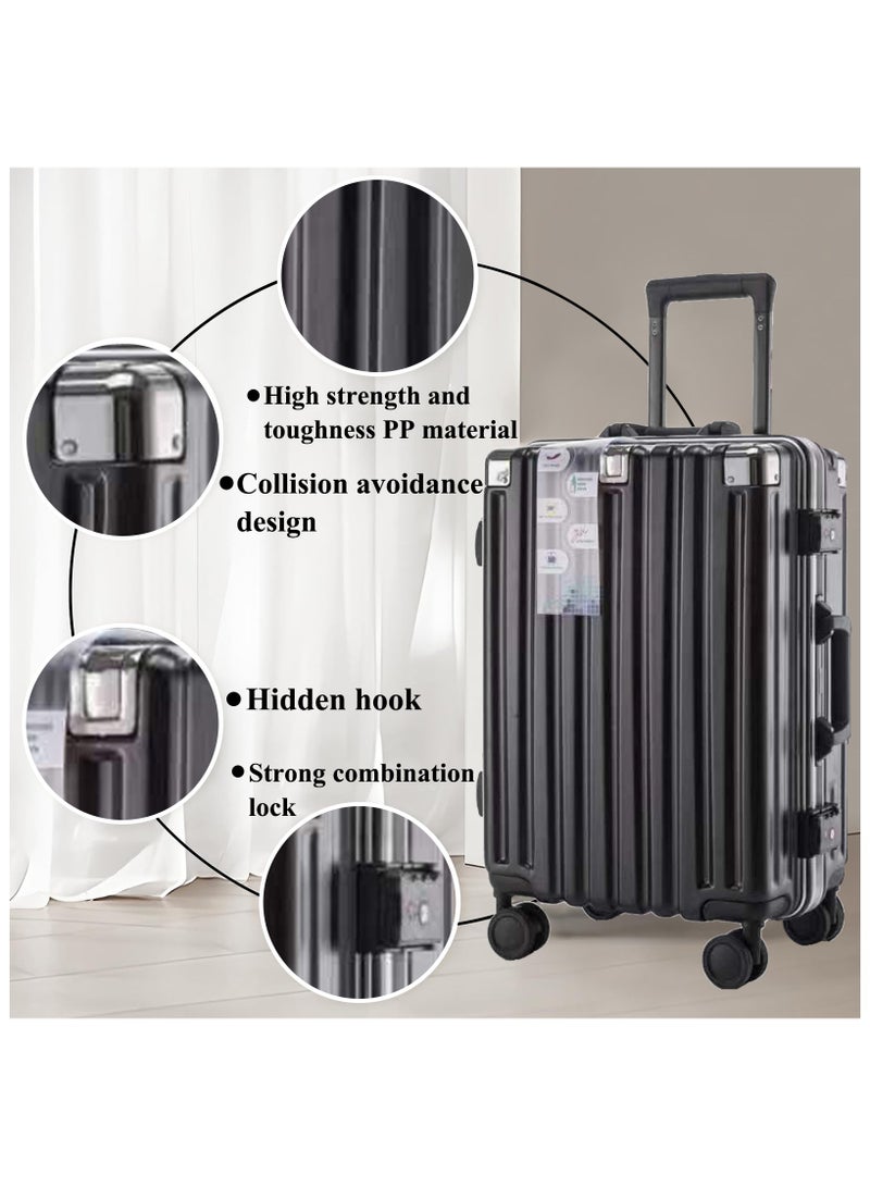 Lightweight aluminum frame stylish luggage trolley case ABS hard case large checked luggage with 4 360 degree rotating double wheels（size:18/20/22/24/26/28 inches)  - Image 3