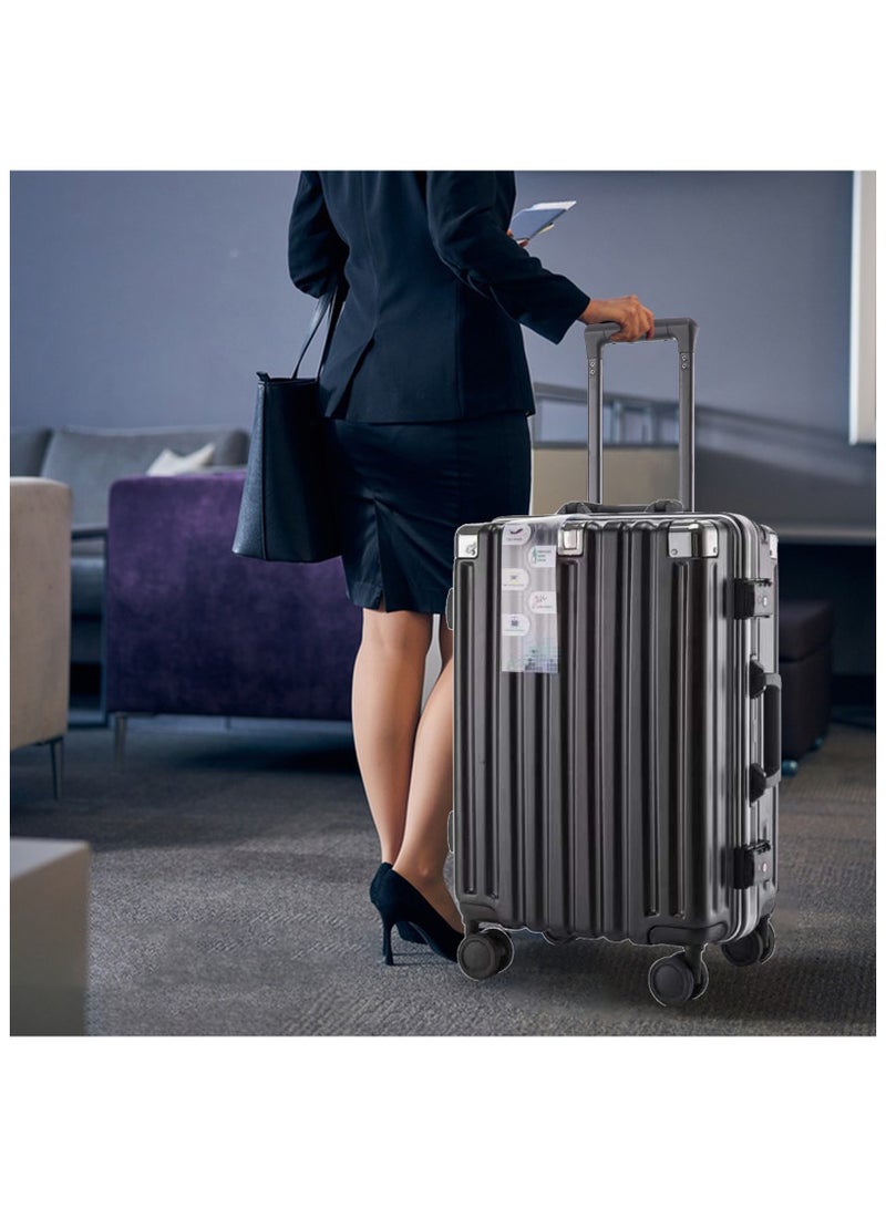 Lightweight aluminum frame stylish luggage trolley case ABS hard case large checked luggage with 4 360 degree rotating double wheels（size:18/20/22/24/26/28 inches)  - Image 4