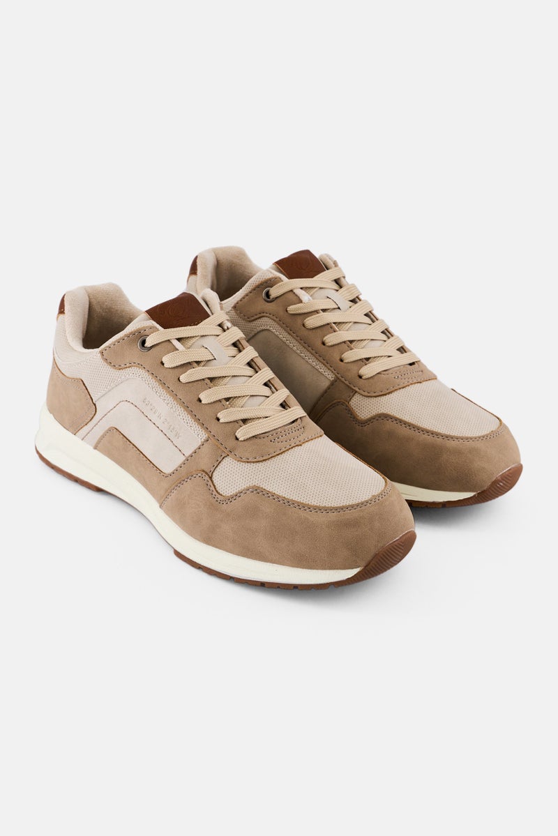English Laundry Men Comfort Eco Low Lace Up Shoes, Beige - Image 1
