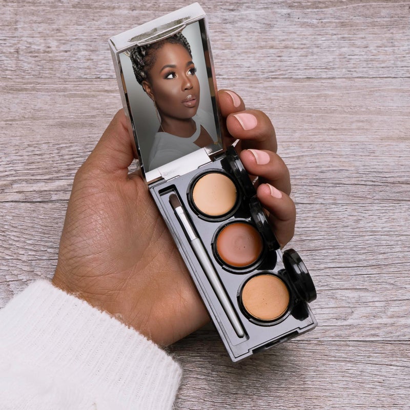 dermaflage Full Coverage Concealer Palette, Waterproof Concealer Cream, 3 Colors + Brush, by Dermaflage - Image 3