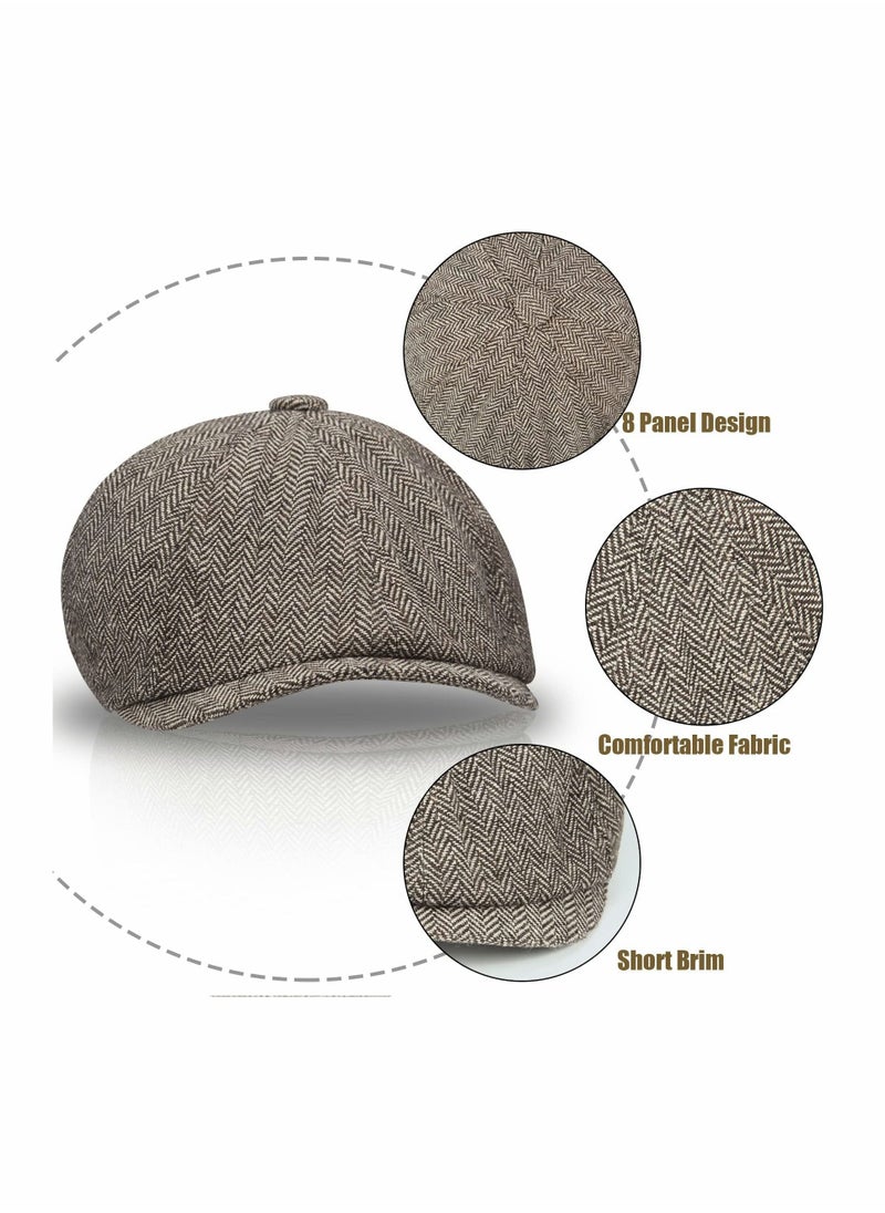 SYOSI - 2 Pack Newsboy Hats for Men Classic 8 Panel Wool Blend Gatsby Ivy Hat - Image 1