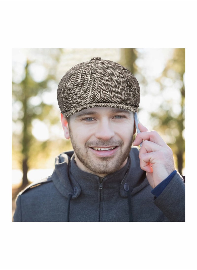 SYOSI - 2 Pack Newsboy Hats for Men Classic 8 Panel Wool Blend Gatsby Ivy Hat - Image 1