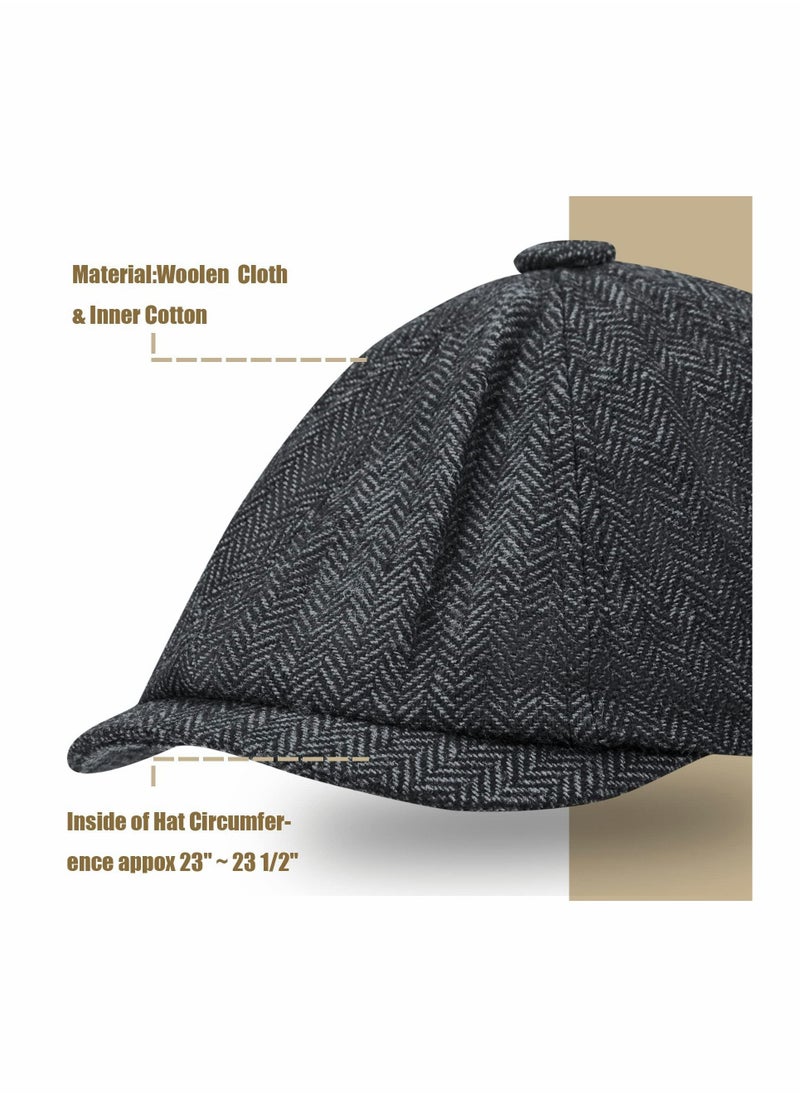 SYOSI - 2 Pack Newsboy Hats for Men Classic 8 Panel Wool Blend Gatsby Ivy Hat - Image 1