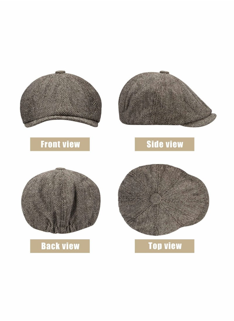 SYOSI - 2 Pack Newsboy Hats for Men Classic 8 Panel Wool Blend Gatsby Ivy Hat - Image 1
