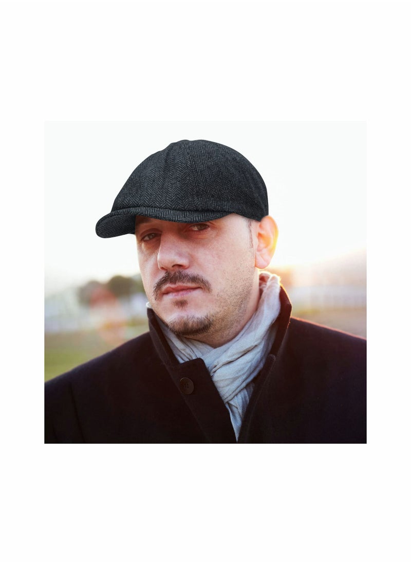 SYOSI - 2 Pack Newsboy Hats for Men Classic 8 Panel Wool Blend Gatsby Ivy Hat - Image 1