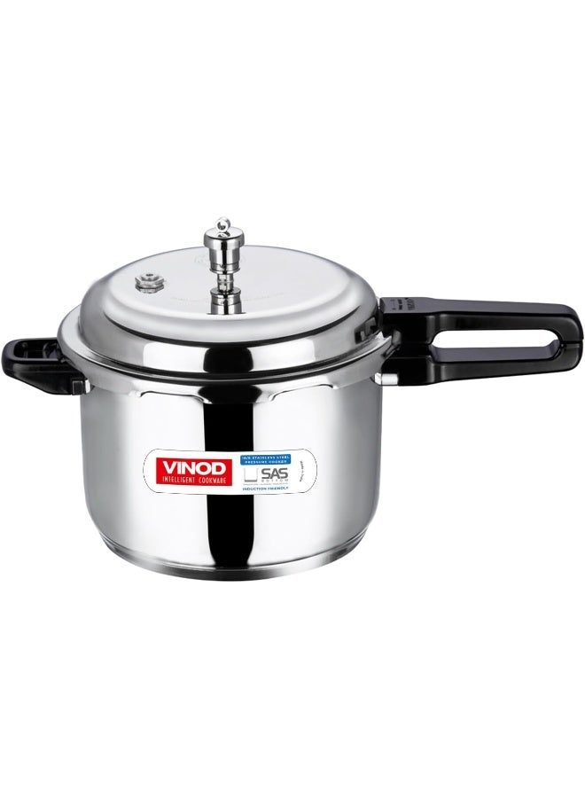 VINOD 10Liters 18/8 Stainless Steel Pressure Cooker Outer Lid 10 Litre | Unique Sandwich Bottom Cooker | Induction and Gas Base | ISI and CE certified silver - Image 1
