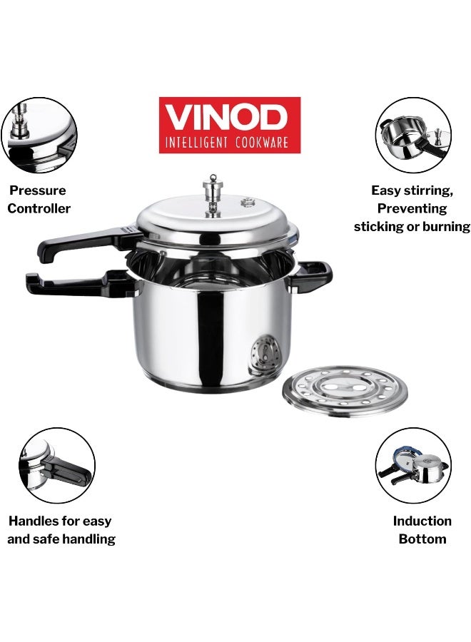VINOD 10Liters 18/8 Stainless Steel Pressure Cooker Outer Lid 10 Litre | Unique Sandwich Bottom Cooker | Induction and Gas Base | ISI and CE certified silver - Image 5