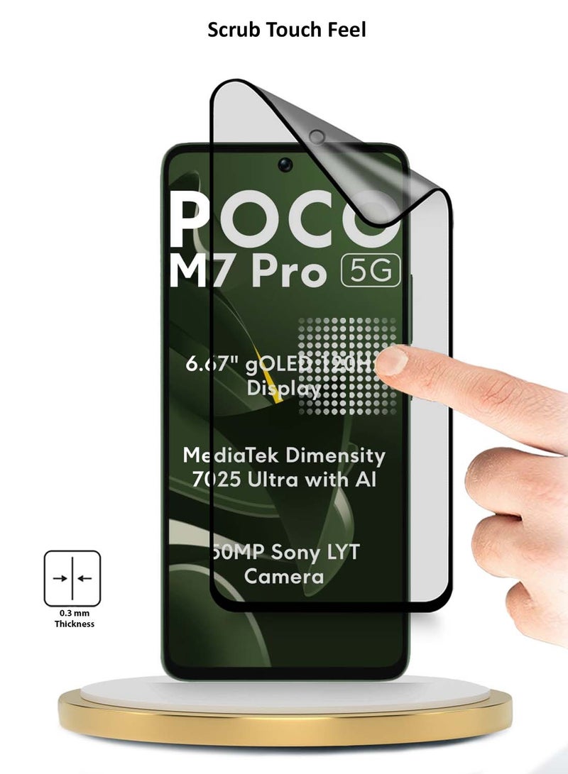 Wtech Xiaomi Poco M7 Pro 5G 2024 Premium Nano Ceramic Full Glue Full Cover Matte Flexible Screen Protector (MSCNMN) - Clear/Black - Image 3