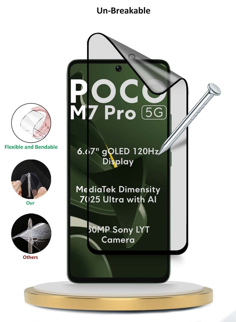 Wtech Xiaomi Poco M7 Pro 5G 2024 Premium Nano Ceramic Full Glue Full Cover Matte Flexible Screen Protector (MSCNMN) - Clear/Black - Image 4